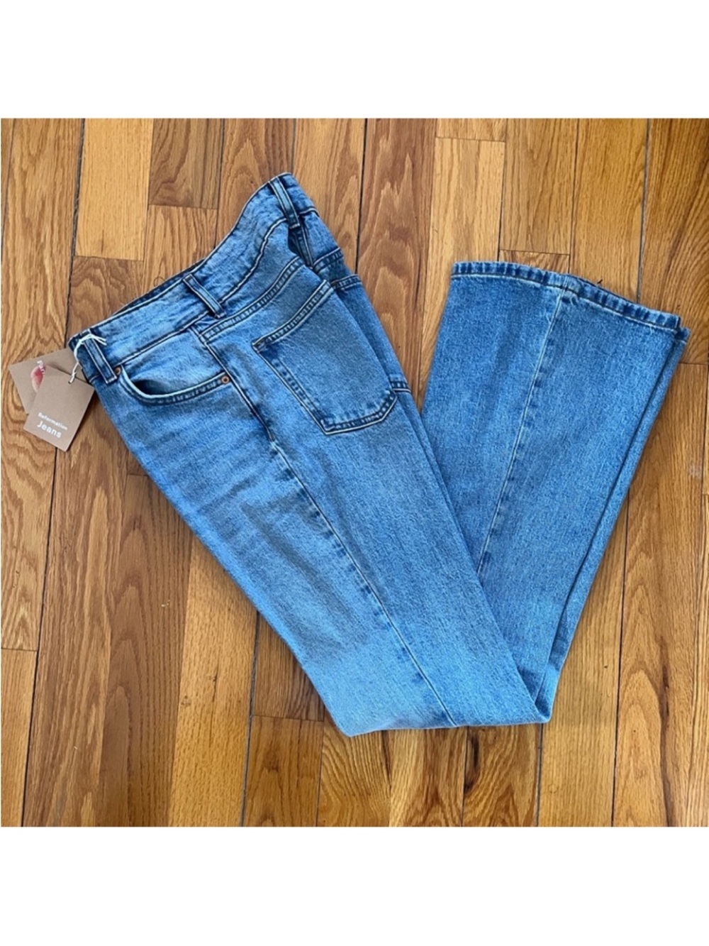 NWT - Reformation Classic Straight-Leg Jeans in Medium Blue